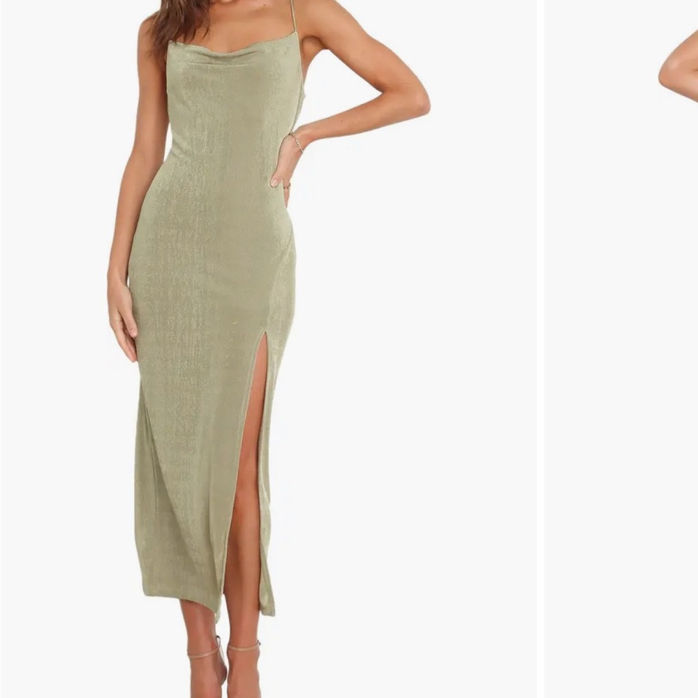 Petal and Pup Diani Cowl Neck Midi Slipdress Olive size 8